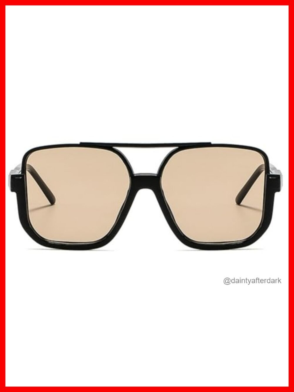 Vintage Big Square Half Frame Sunglasses UV400 Sun Shades Double Bridge Pilot